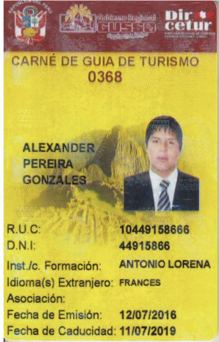 Alexander Pereira - Tour Guide - Cusco Peru